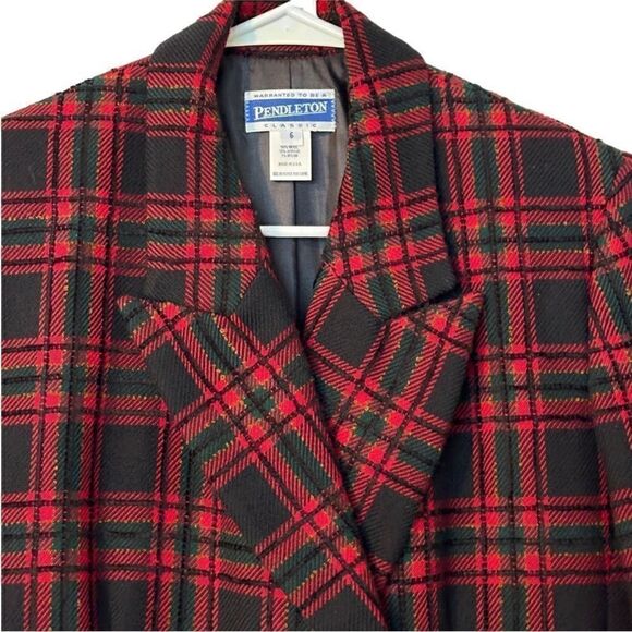 Pendleton Double Breasted Red Wool Plaid Blazer| Size 6 - Picture 6 of 7